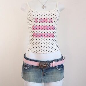 y2k baby tee suburban princess cami polka dot mcbling